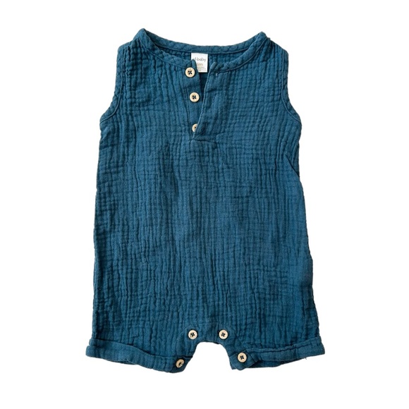 Petit Lem Baby Shortalls Romper in Blue - Picture 1 of 6